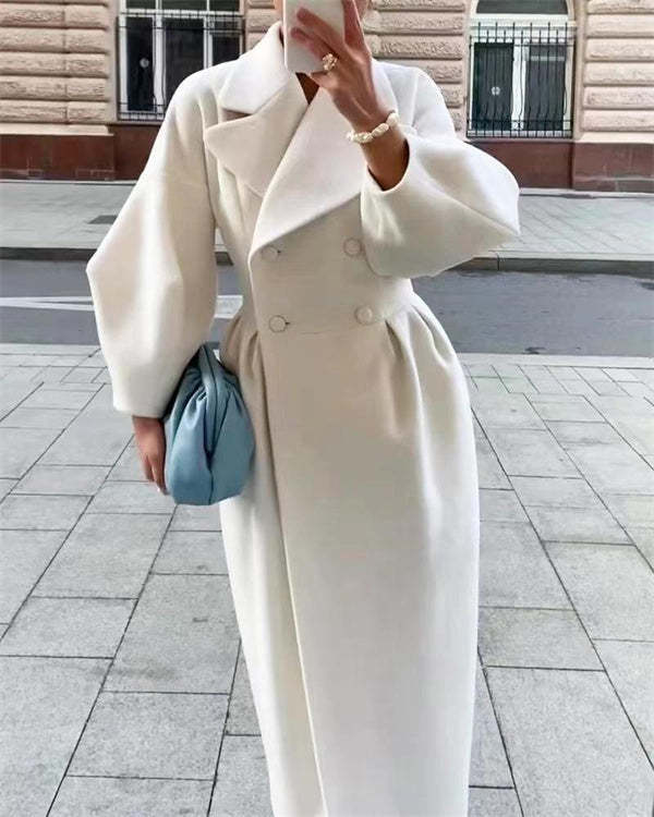 Manteau en laine vintage avec manches lanternes et revers