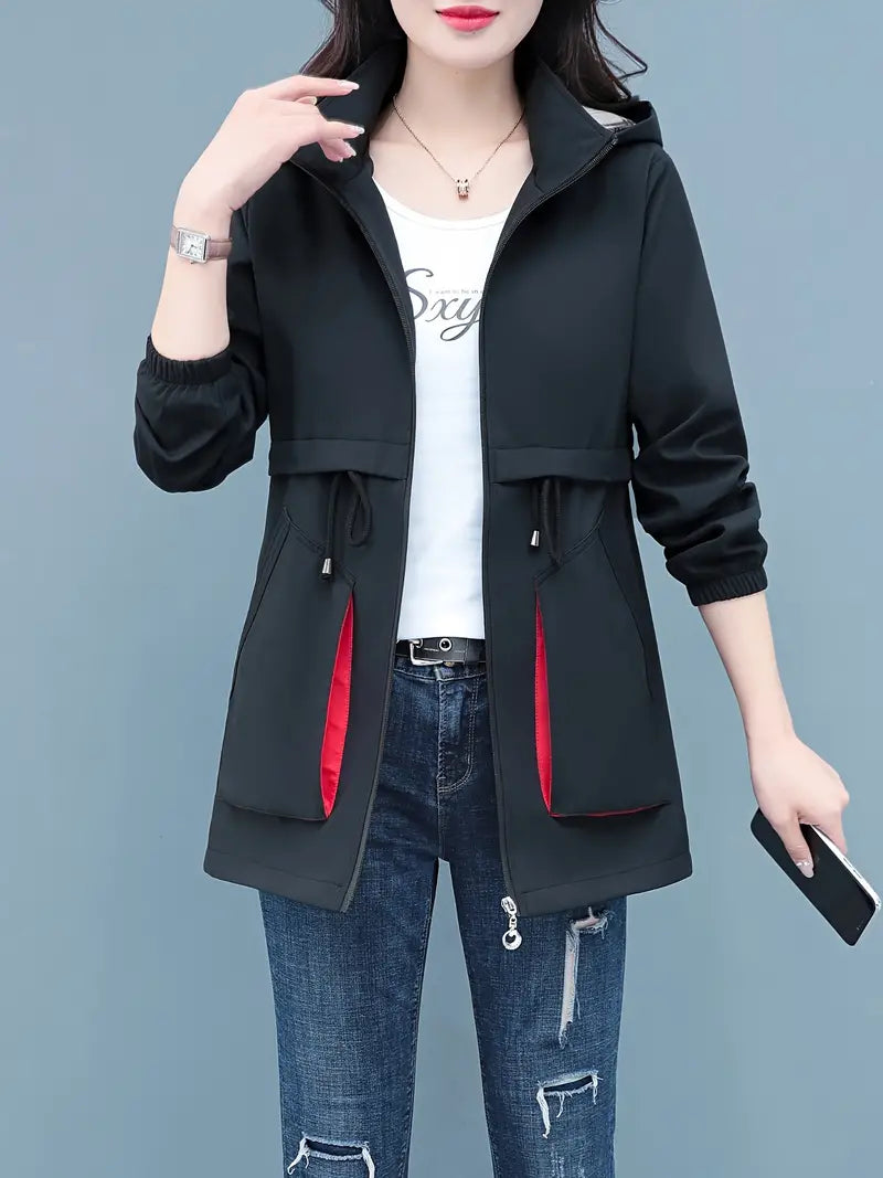 Yulmar | Veste coupe-vent à capuche zippée, décontractée, manches longues