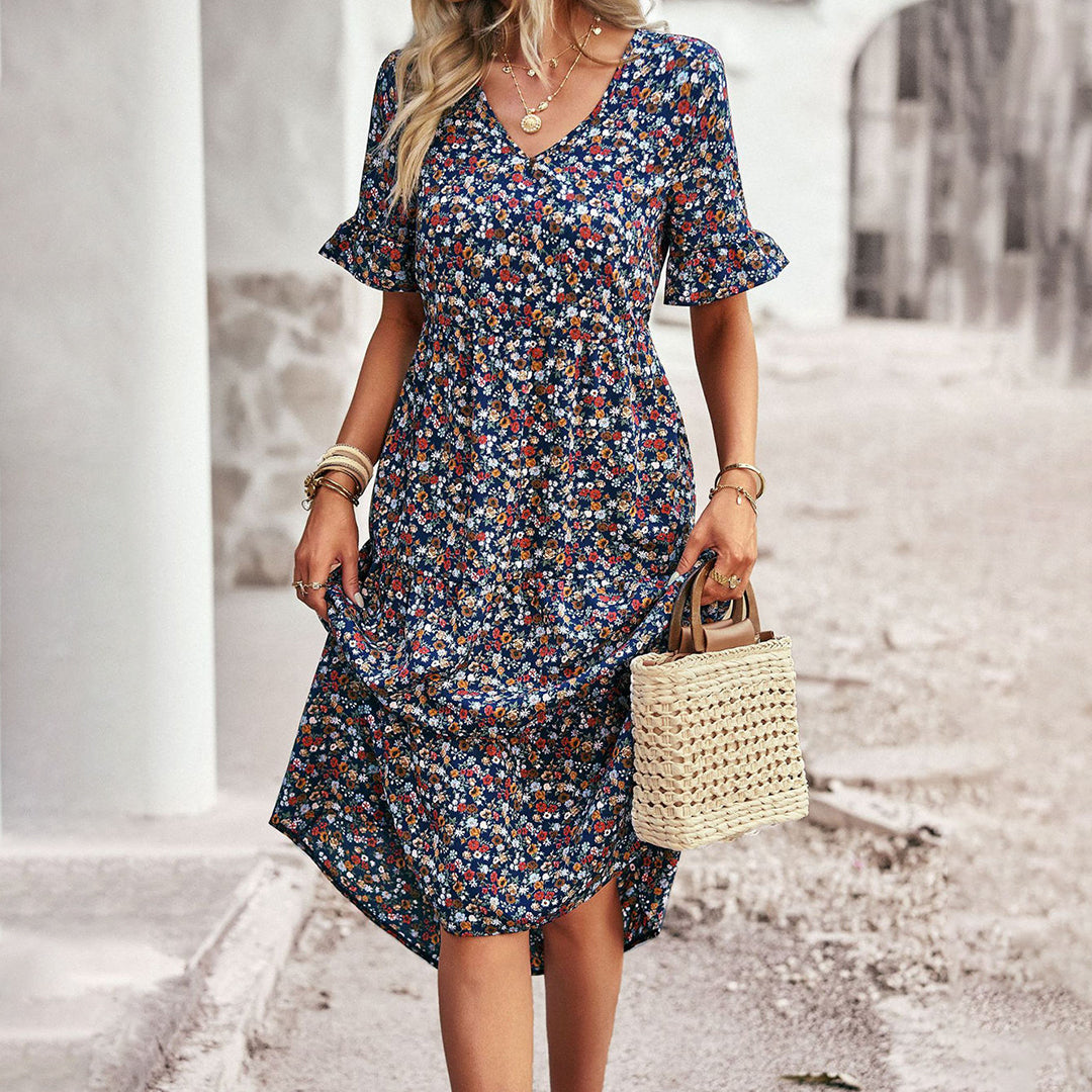 Caroline - Robe midi à imprimé floral
