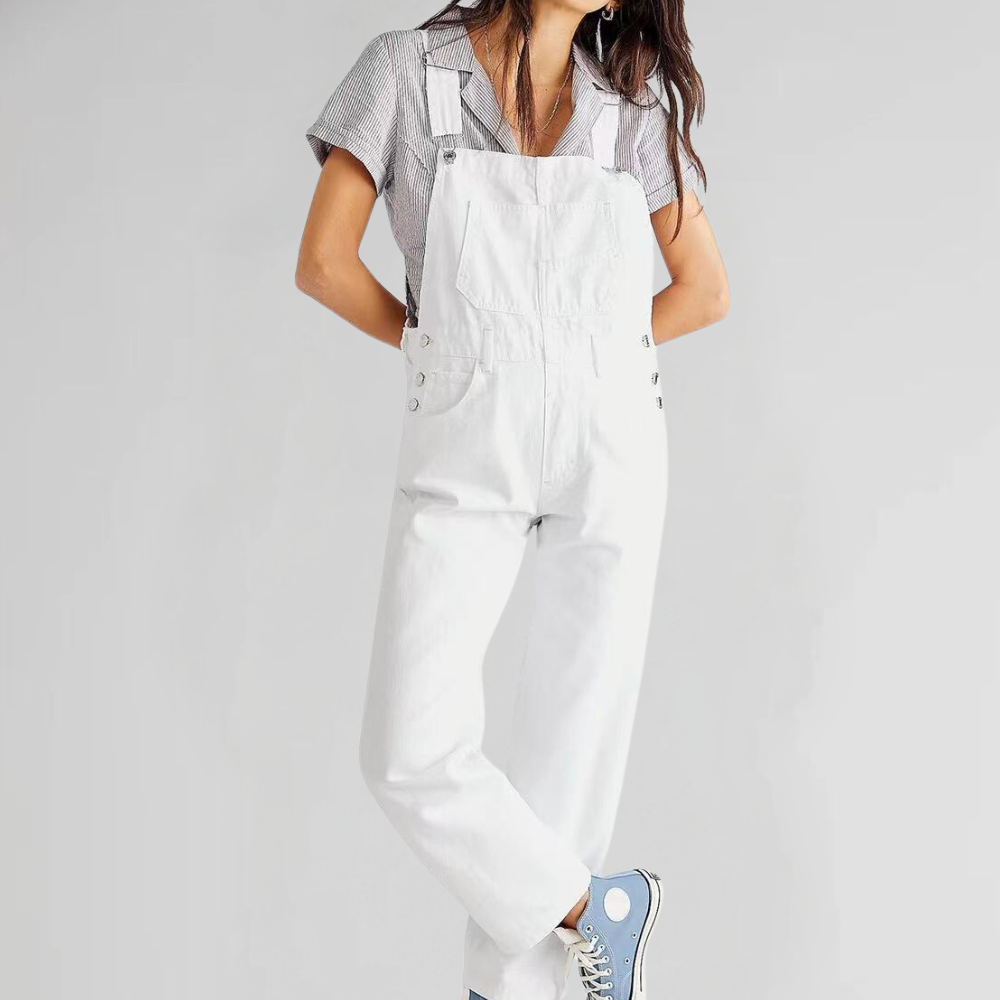 Léna | Salopette en jean pour femme avec dos croisé 