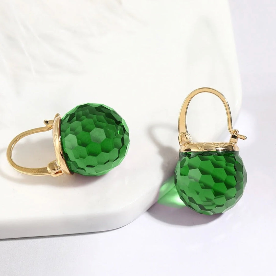 Boucles d'oreilles en cristal vert en or