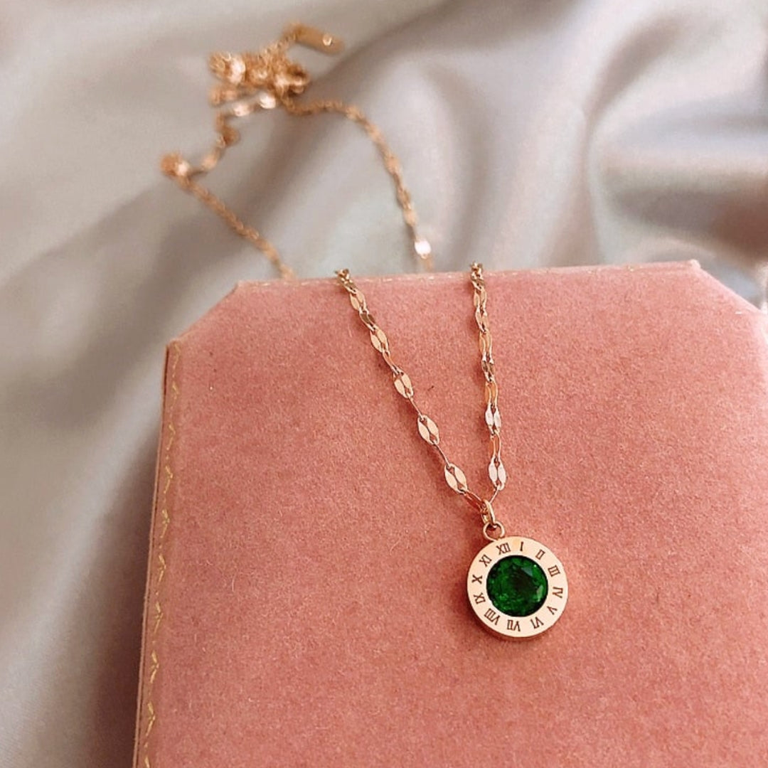 Collier Time avec émeraude en or 