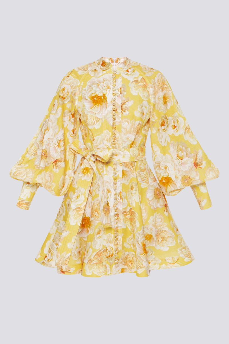 Cassiopeia Minikleid mit Ballonärmeln und Blumenmuster