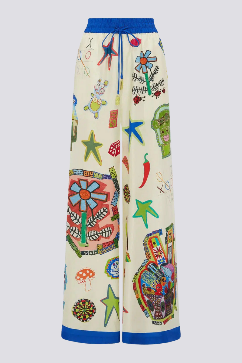 Clarette Patchwork-Hosenset mit V-Ausschnitt