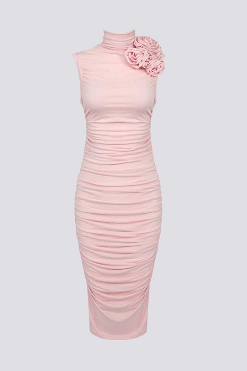 Geblümtes, gerafftes Midikleid von Cléophée