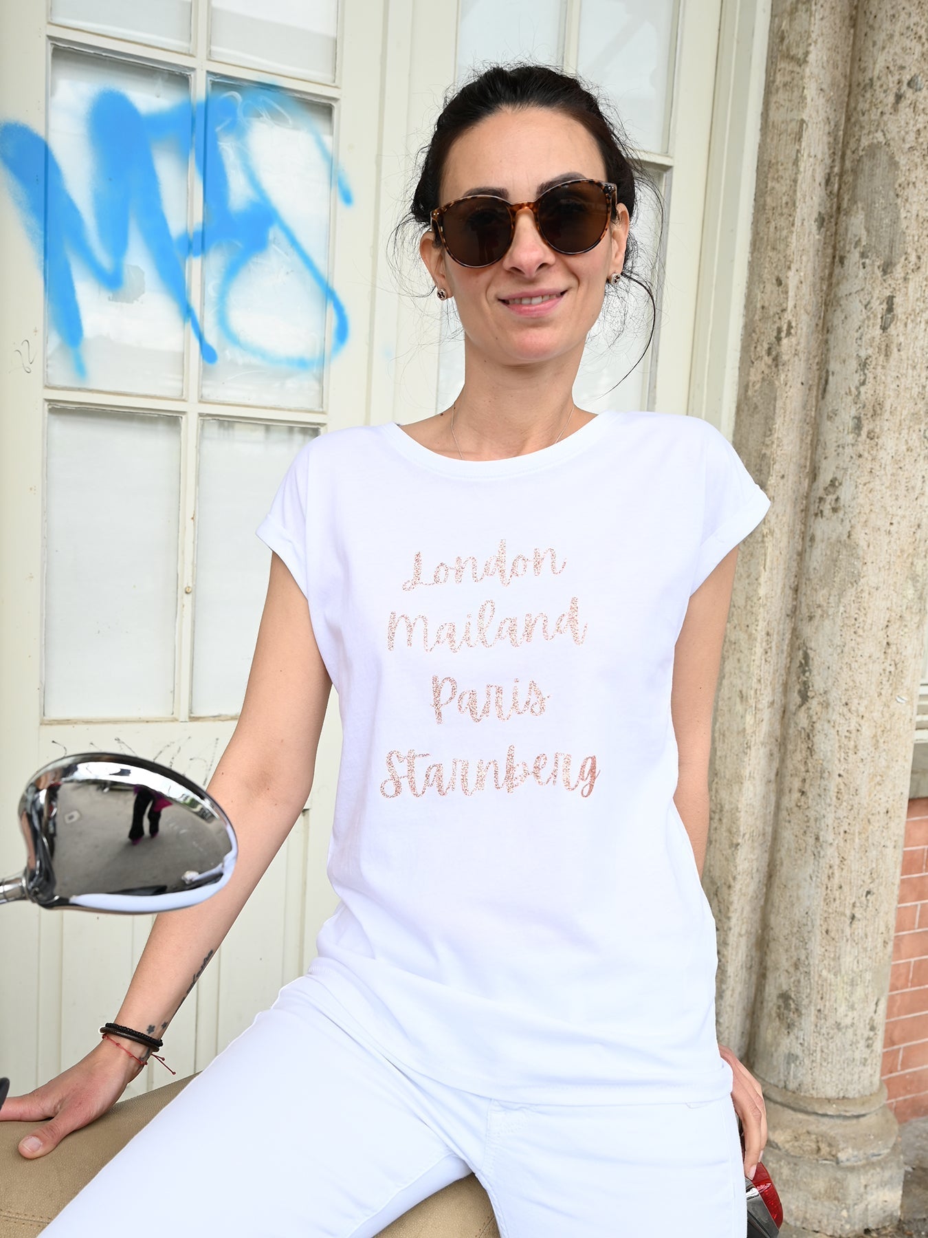 Bellachicha-Shirt London Mailand Paris Starnberg Weiß