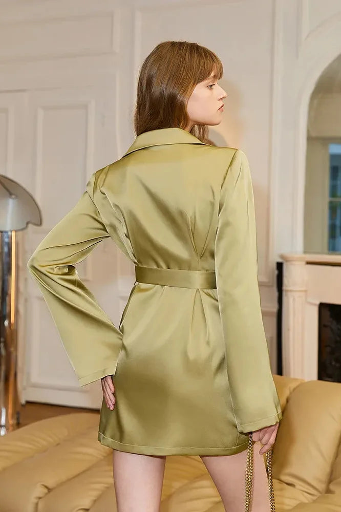 Französisches Büro-Retro-Grünkleid