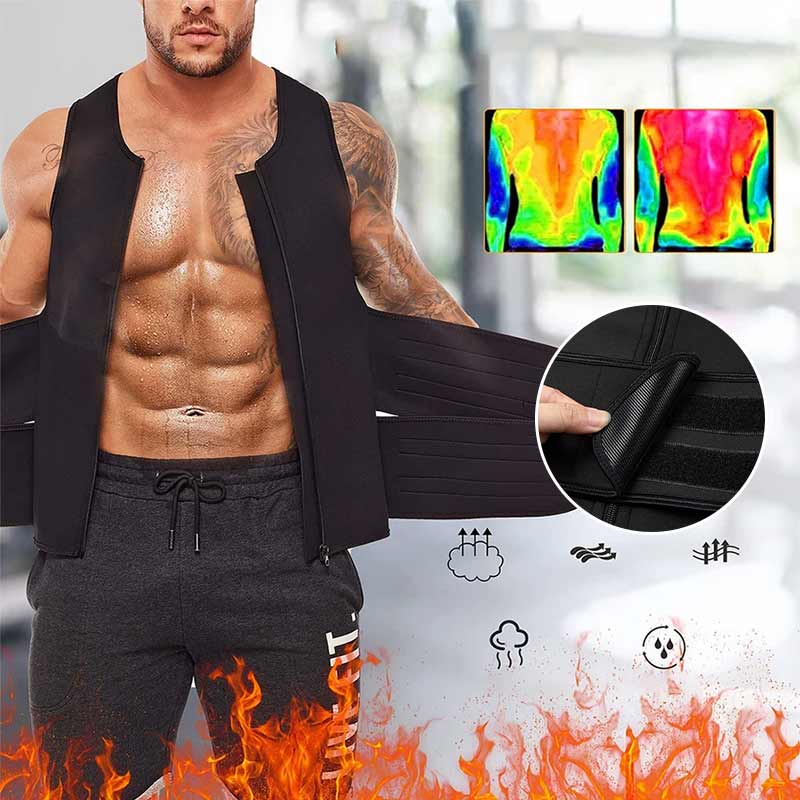 Gilet sauna 2 en 1 avec ceinture amincissante pour homme