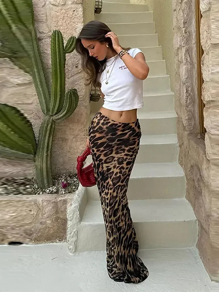 Helene | Moderne Mode Leopard bedruckte lange Röcke