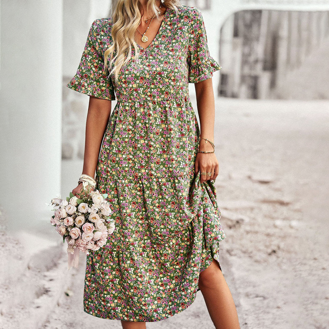 Caroline - Robe midi à imprimé floral