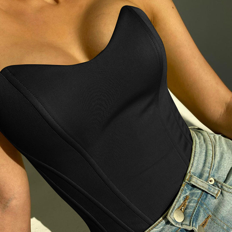 Bellachicha Eleganter Tube-Top | Schmal geschnitten | Ärmellos | Korsett-Stil | Crop-Top