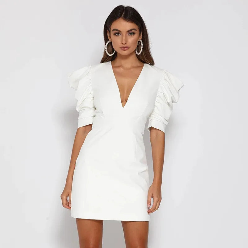 Valentina - Robe courte à manches bouffantes 