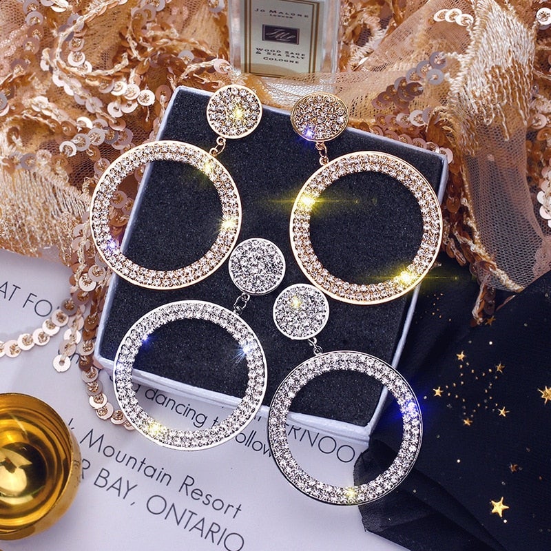 Boucles d'oreilles en zircone en or et argent 