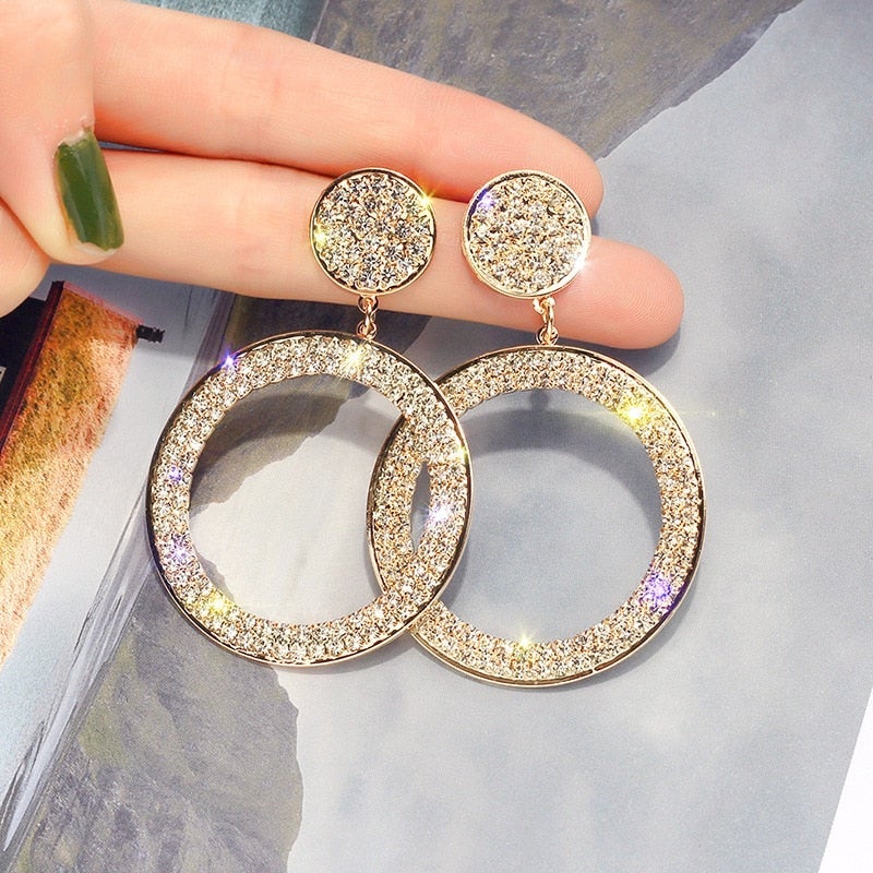 Boucles d'oreilles en zircone en or et argent 