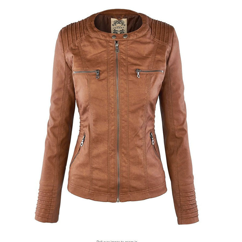 Lederimitat Mantel | Damen Kapuzenjacke: Basic PU-Jacke