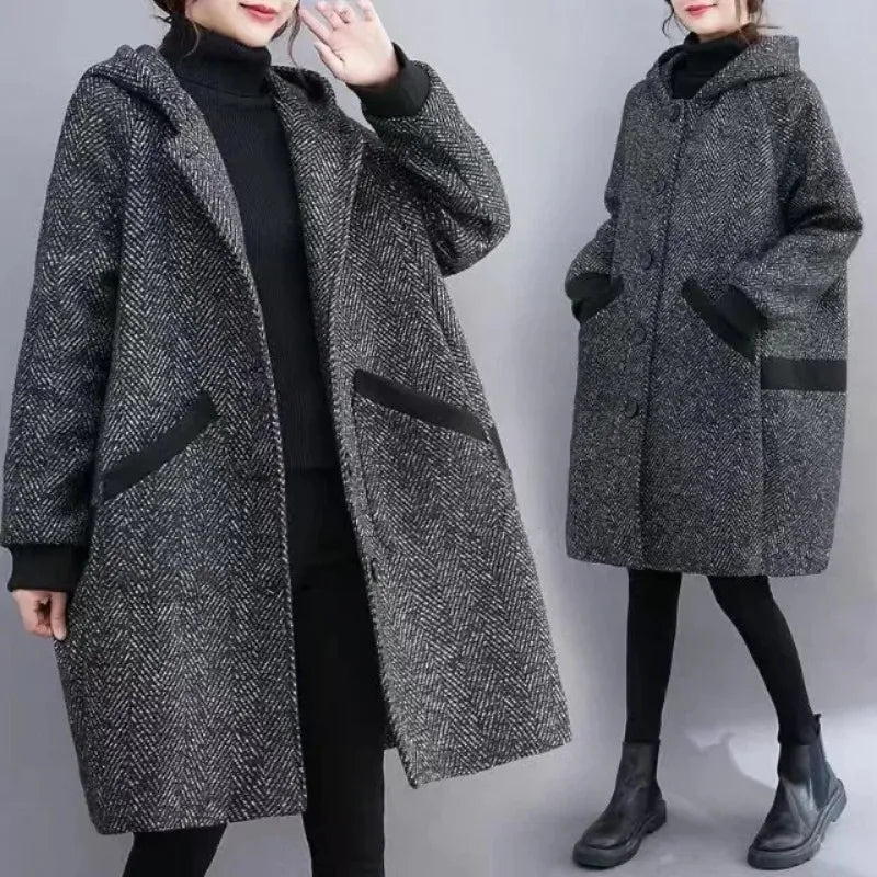 Manteau vintage chaud à capuche
