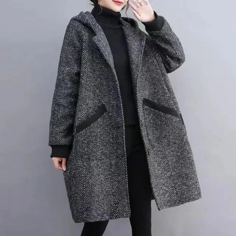 Manteau vintage chaud à capuche