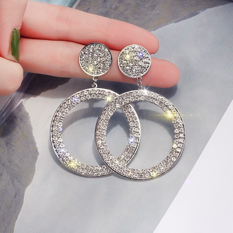Boucles d'oreilles en zircone en or et argent 