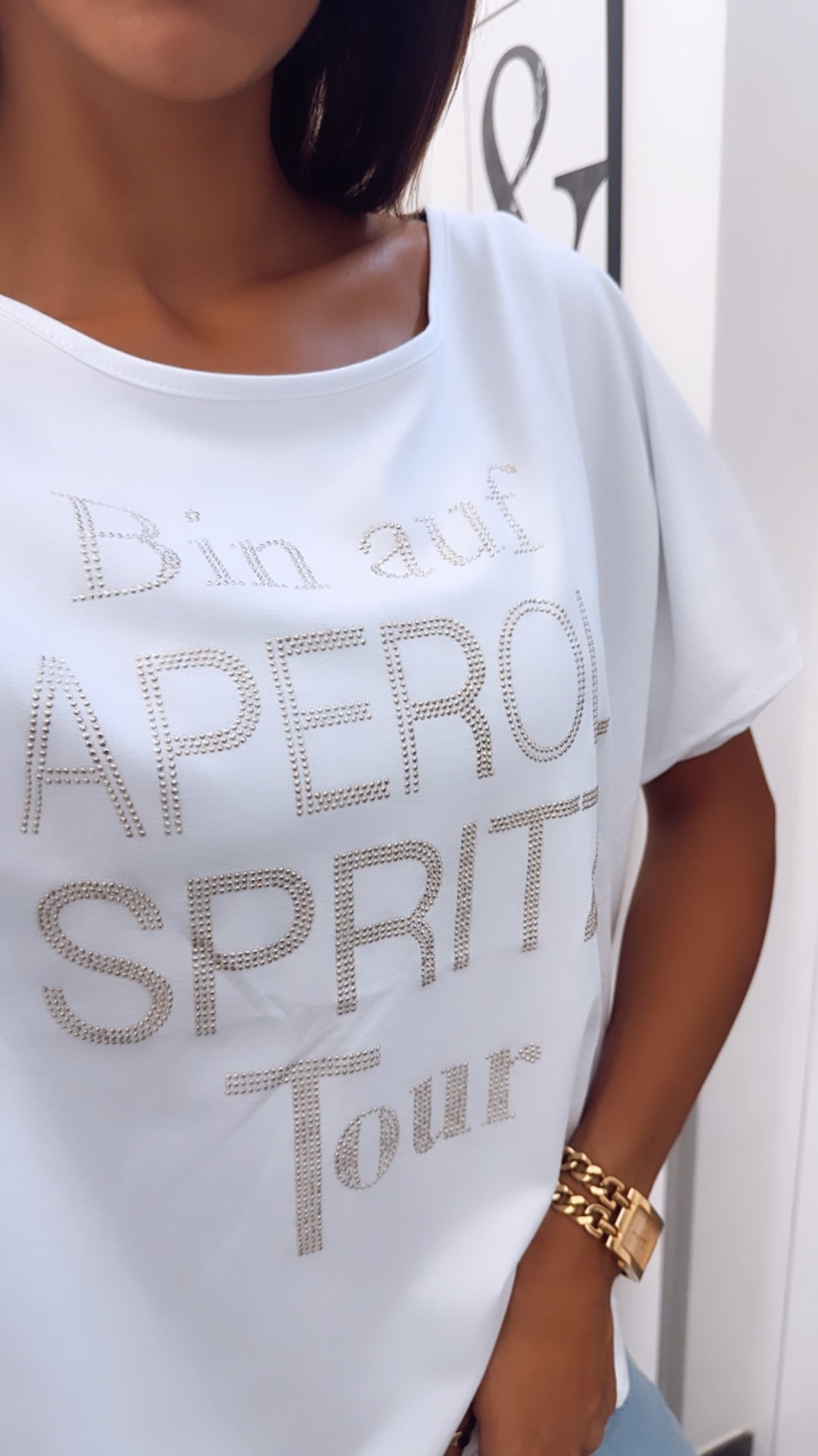 shirt " Spritztour " / weiss - gold Art. 7034