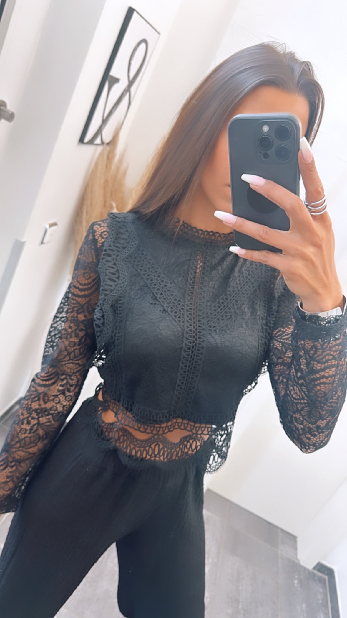 Blusen Oberteil Langer Arm / schwarz Art. 5863
