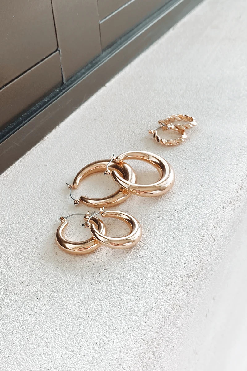 Ensemble de boucles d'oreilles créoles classiques - Or