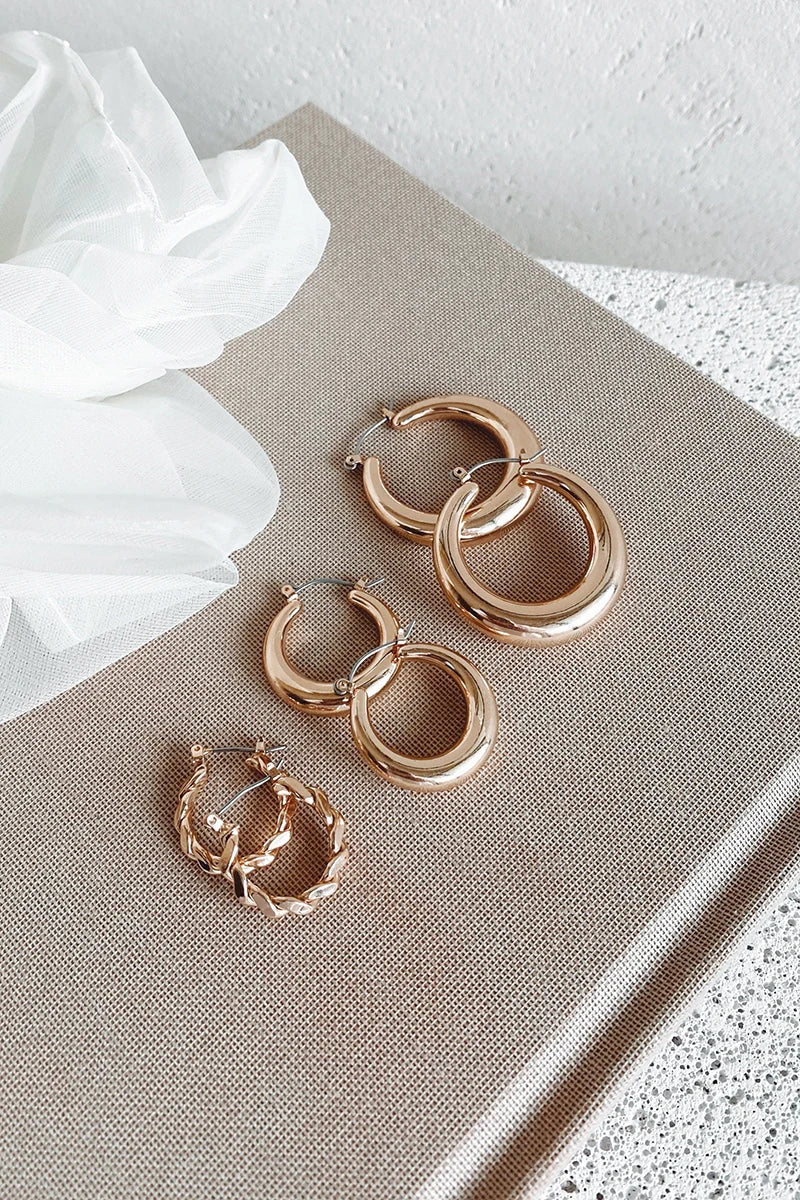 Ensemble de boucles d'oreilles créoles classiques - Or