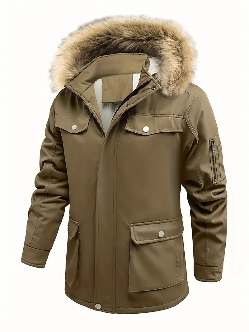 Yurima | Veste doublée Sherpa solide pour homme avec plusieurs poches