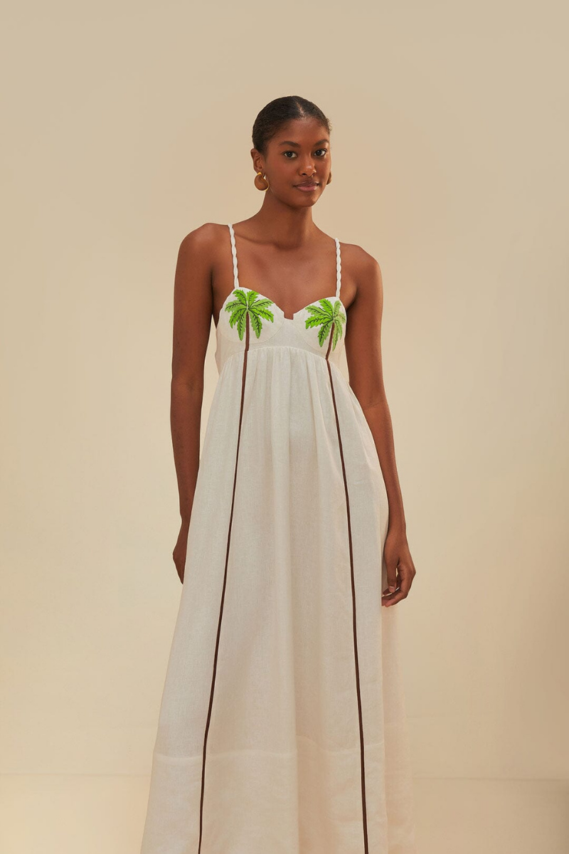 Laura Spaghetti-Maxikleid mit Kokosnussbaummuster