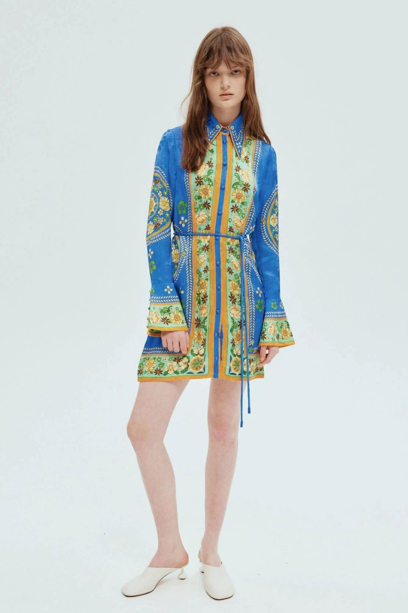 Robe courte fleurie à manches longues Lisbeth