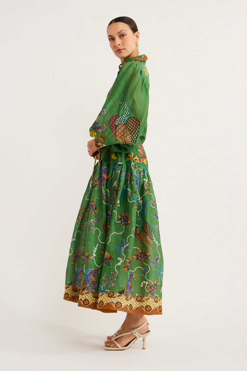 Marcella – Maxikleid mit Ballonärmeln und Animalprint