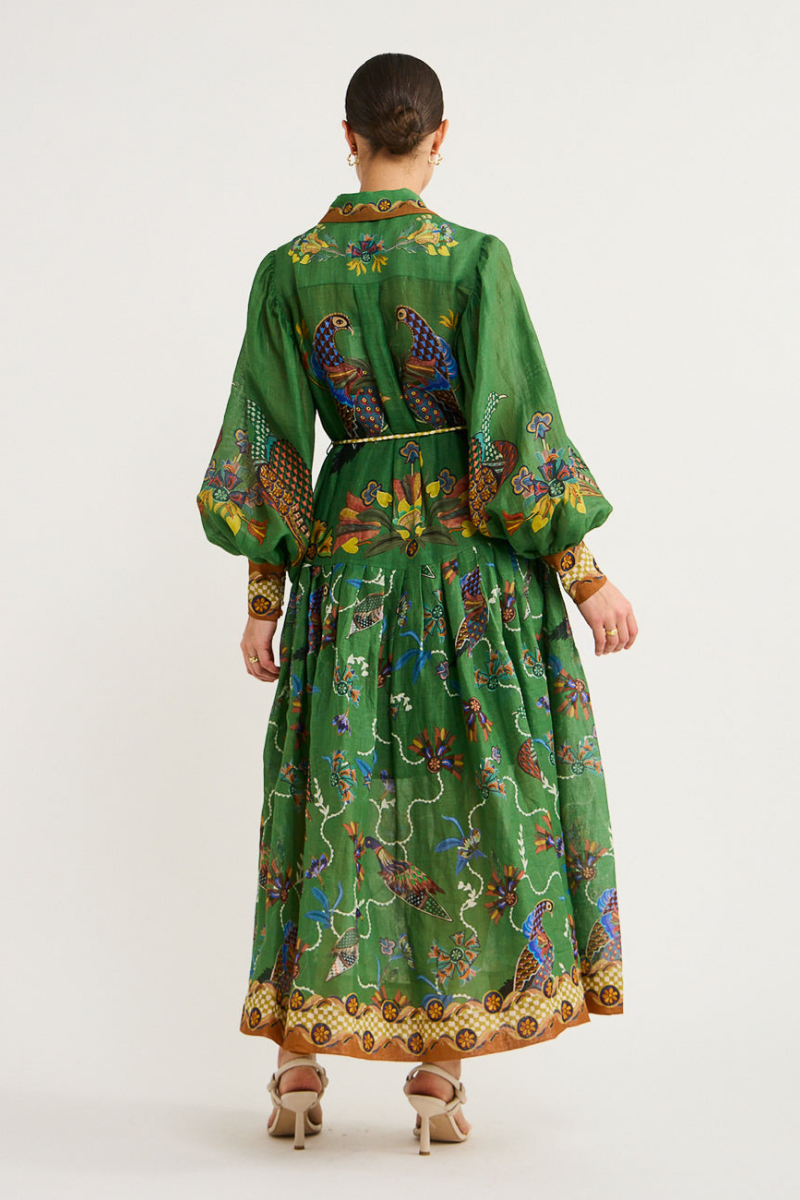 Marcella – Maxikleid mit Ballonärmeln und Animalprint