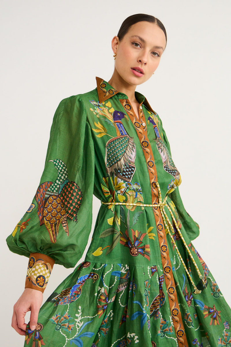 Marcella – Maxikleid mit Ballonärmeln und Animalprint