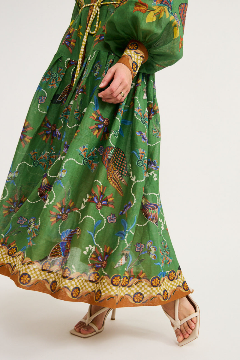 Marcella – Maxikleid mit Ballonärmeln und Animalprint