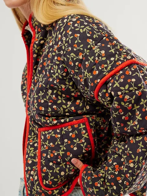 Faustine | Damen Blumendruck Jacke | Winter