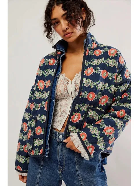 Faustine | Damen Blumendruck Jacke | Winter