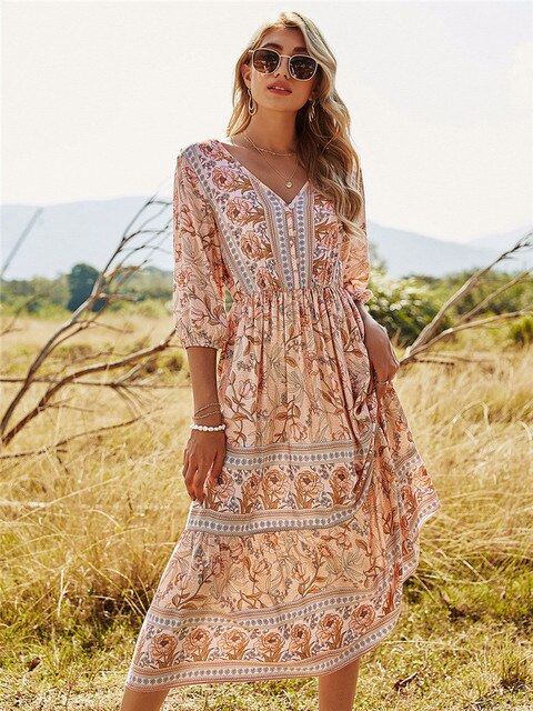 Jean - Bohemia Kleid mit Blumenmuster