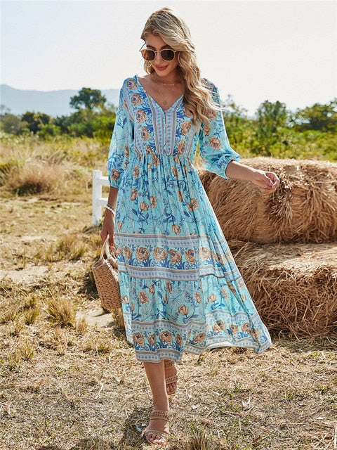 Jean - Bohemia Kleid mit Blumenmuster