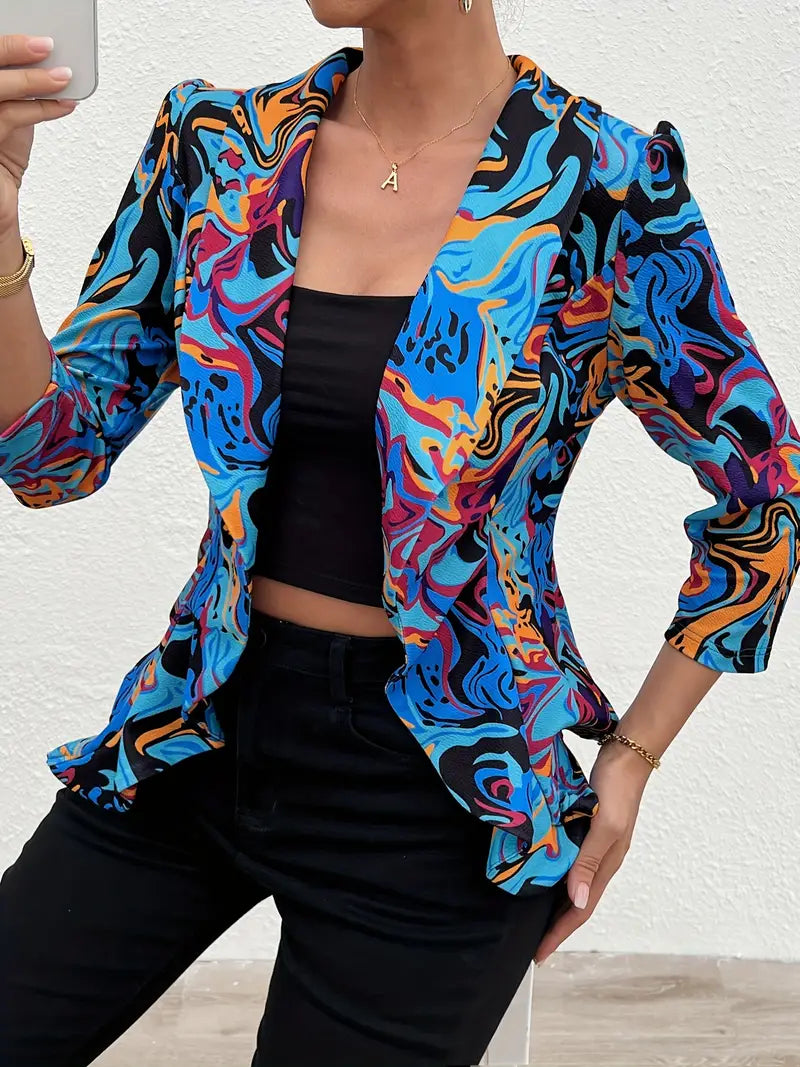 Jacky - Eleganter 3/4-Ärmel Blazer mit Rüschensaum für den Sommer