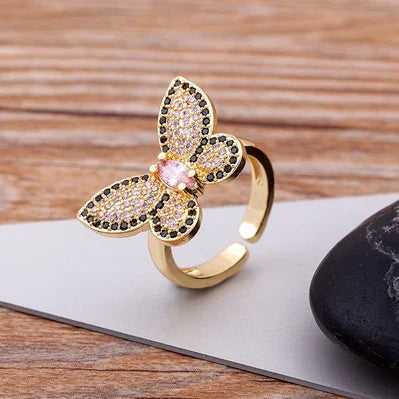 Liza - Bague ouverte papillon tendance couleur or