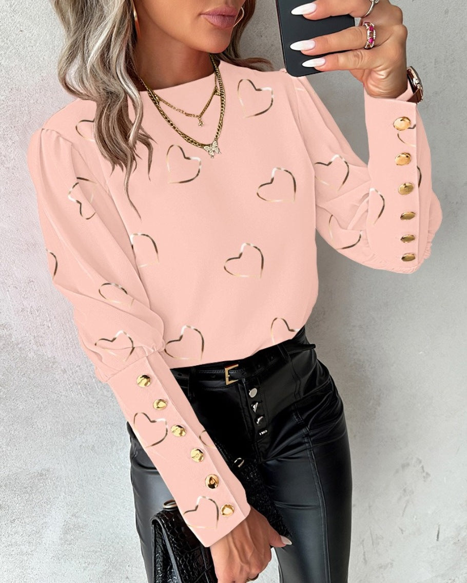Bellachicha Langarm Rundhals Knopfshirt für Damen