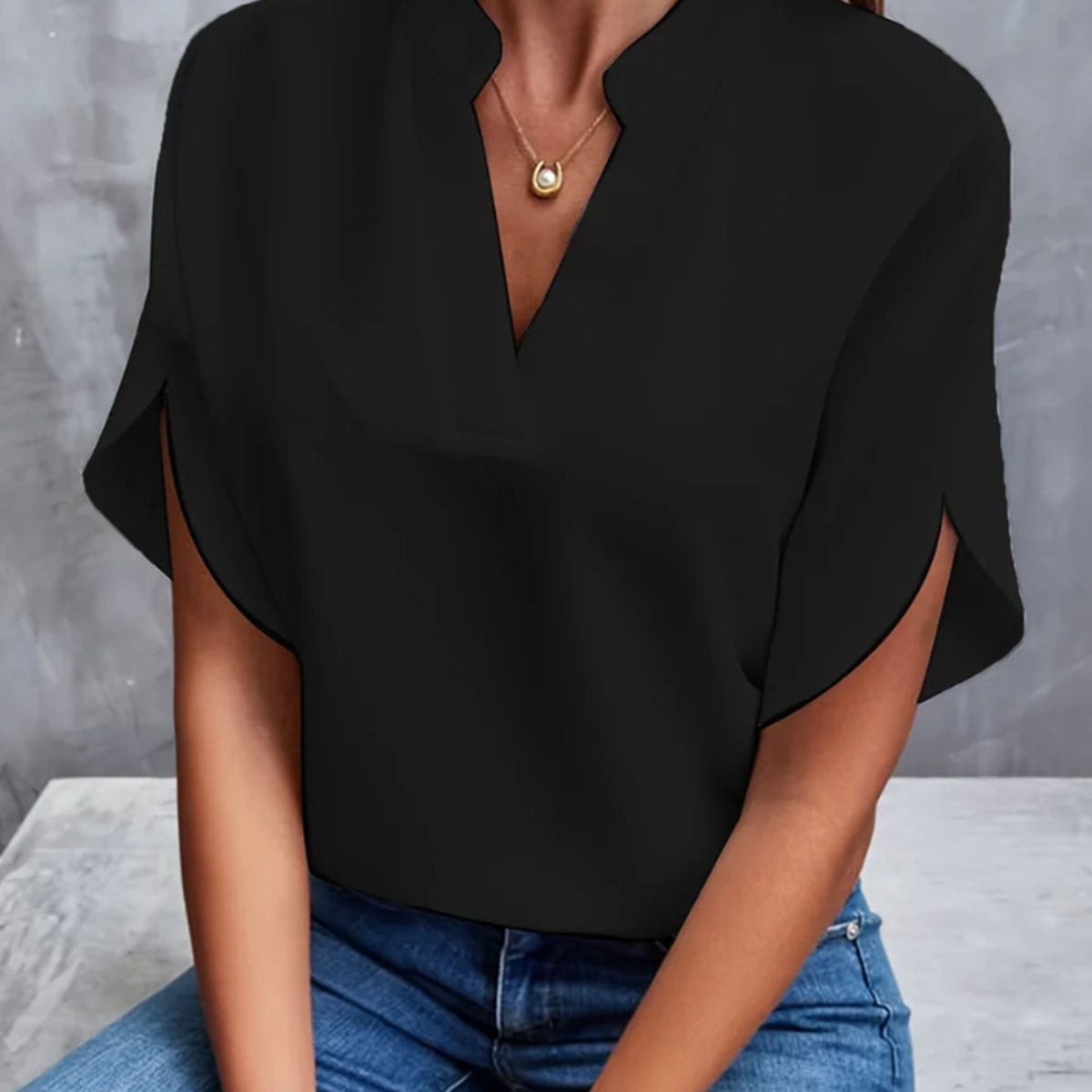 Bellachicha V-Ausschnitt Damen Kurzarm-Shirt