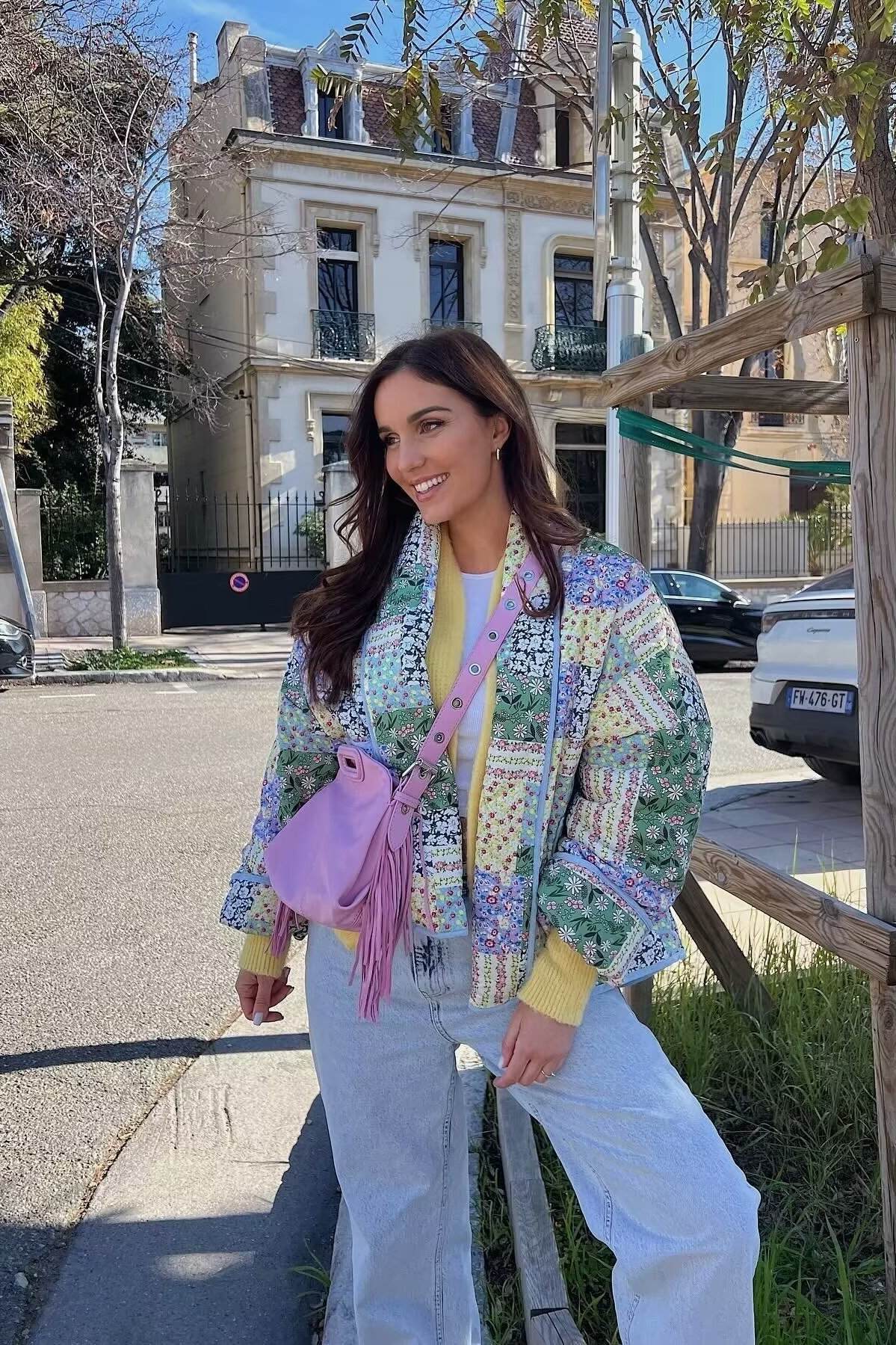 Baumwolljacke mit Blumenmuster