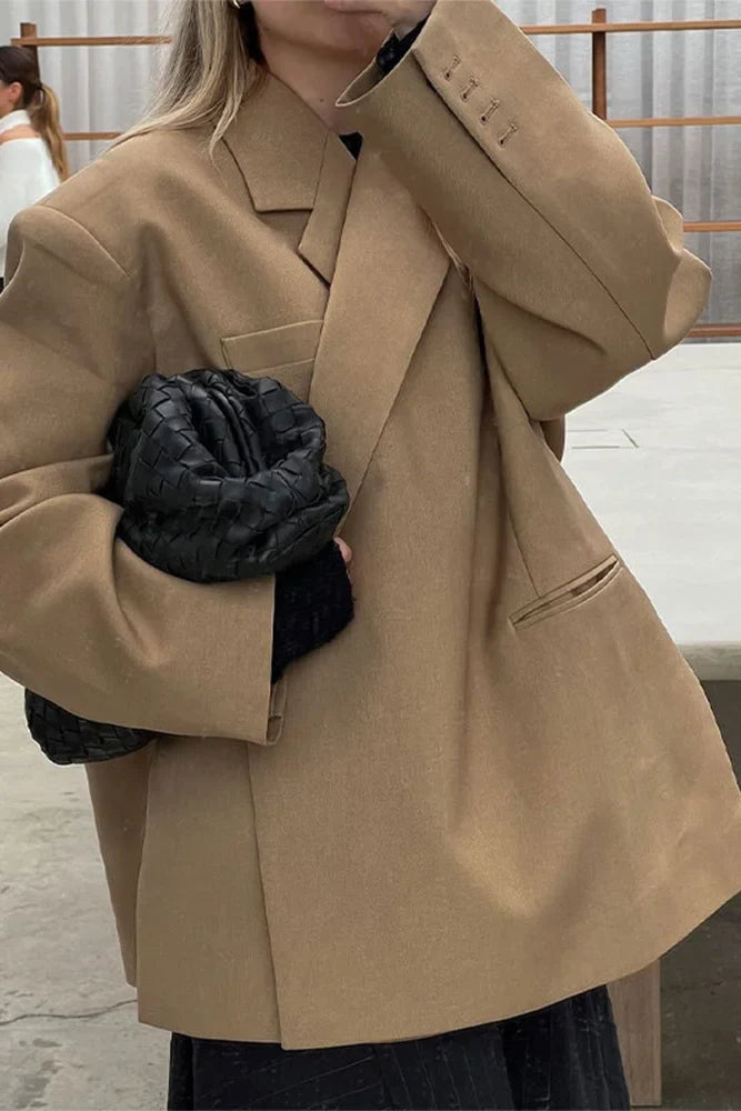 Übergroßer Blazer mit Seitenschlitz Stahlblau