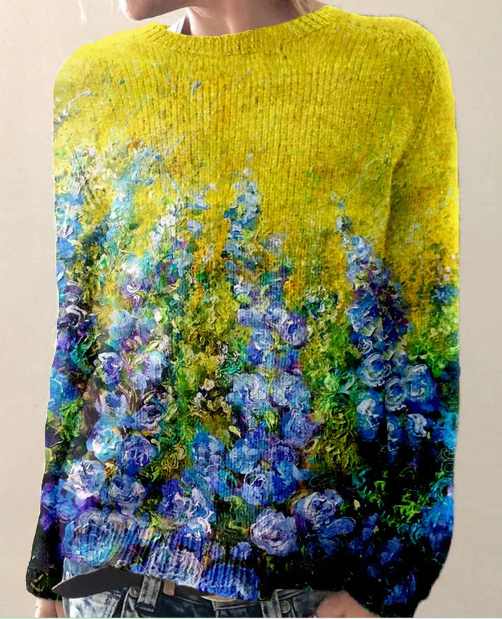 Heidi - Pull femme en maille avec imprimé floral 3D 