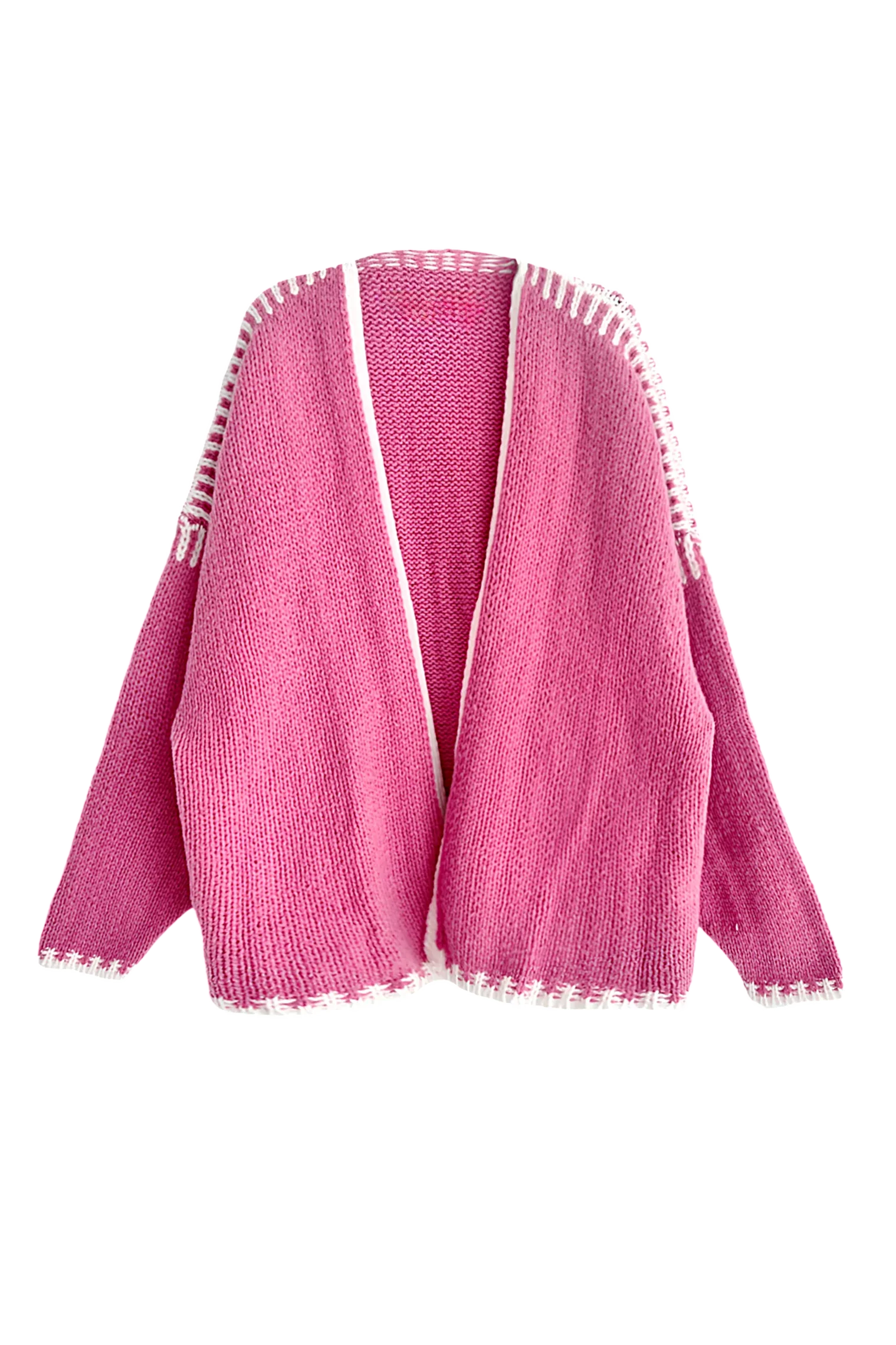 Cardigan ample à manches longues de couleur contrastante