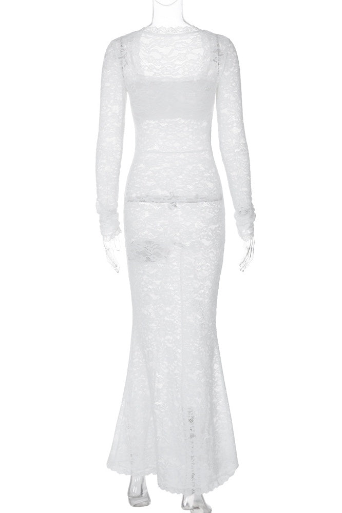 Bertha Maxikleid aus Spitze mit eckigem Ausschnitt
