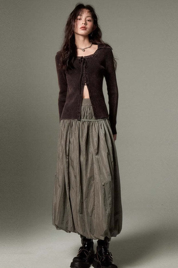 Jupe midi fluide à volants style vintage