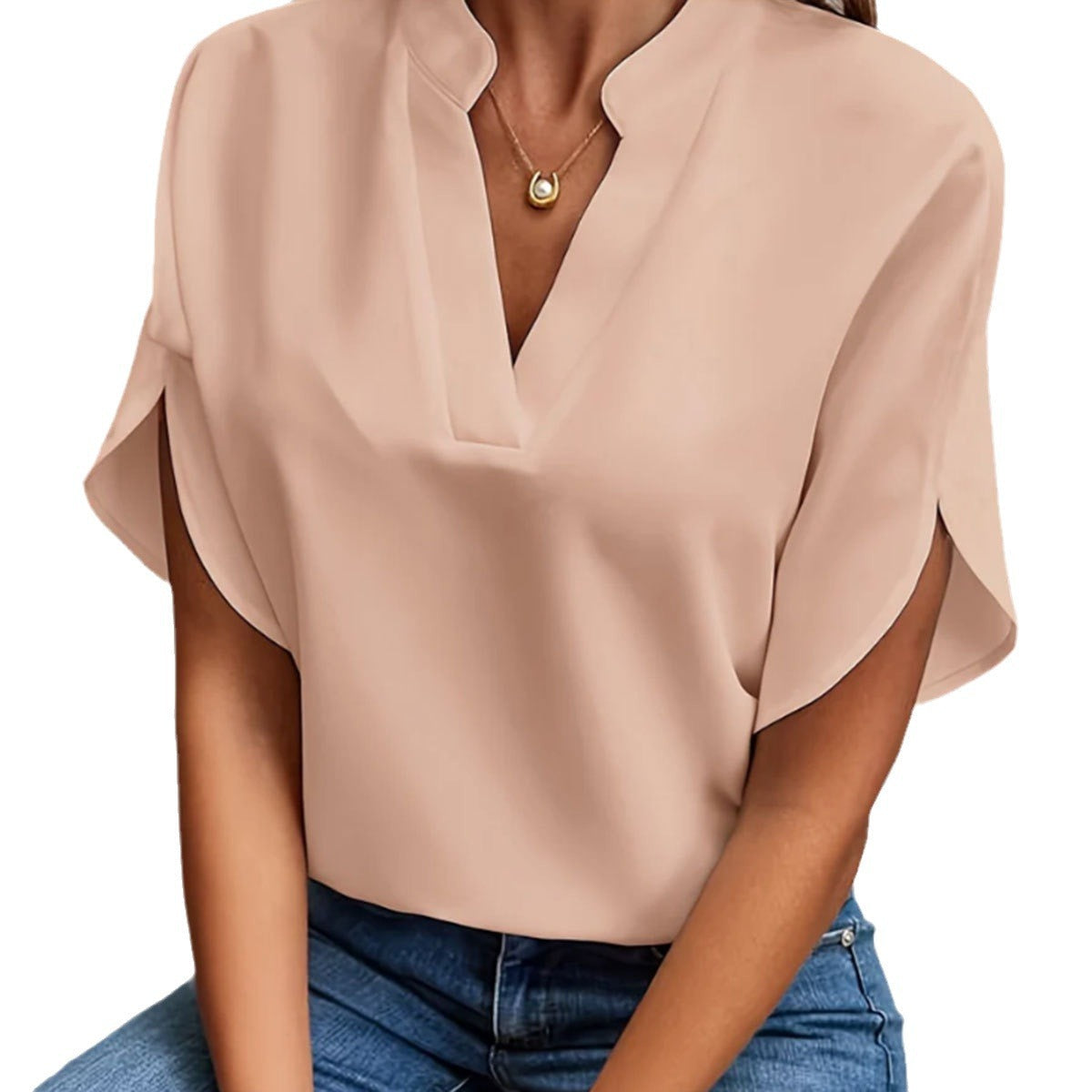 Bellachicha V-Ausschnitt Damen Kurzarm-Shirt