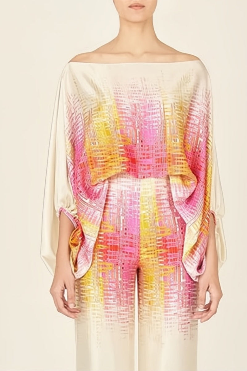 Ensemble deux pièces « Abstract Waves » – Jaune-Rose