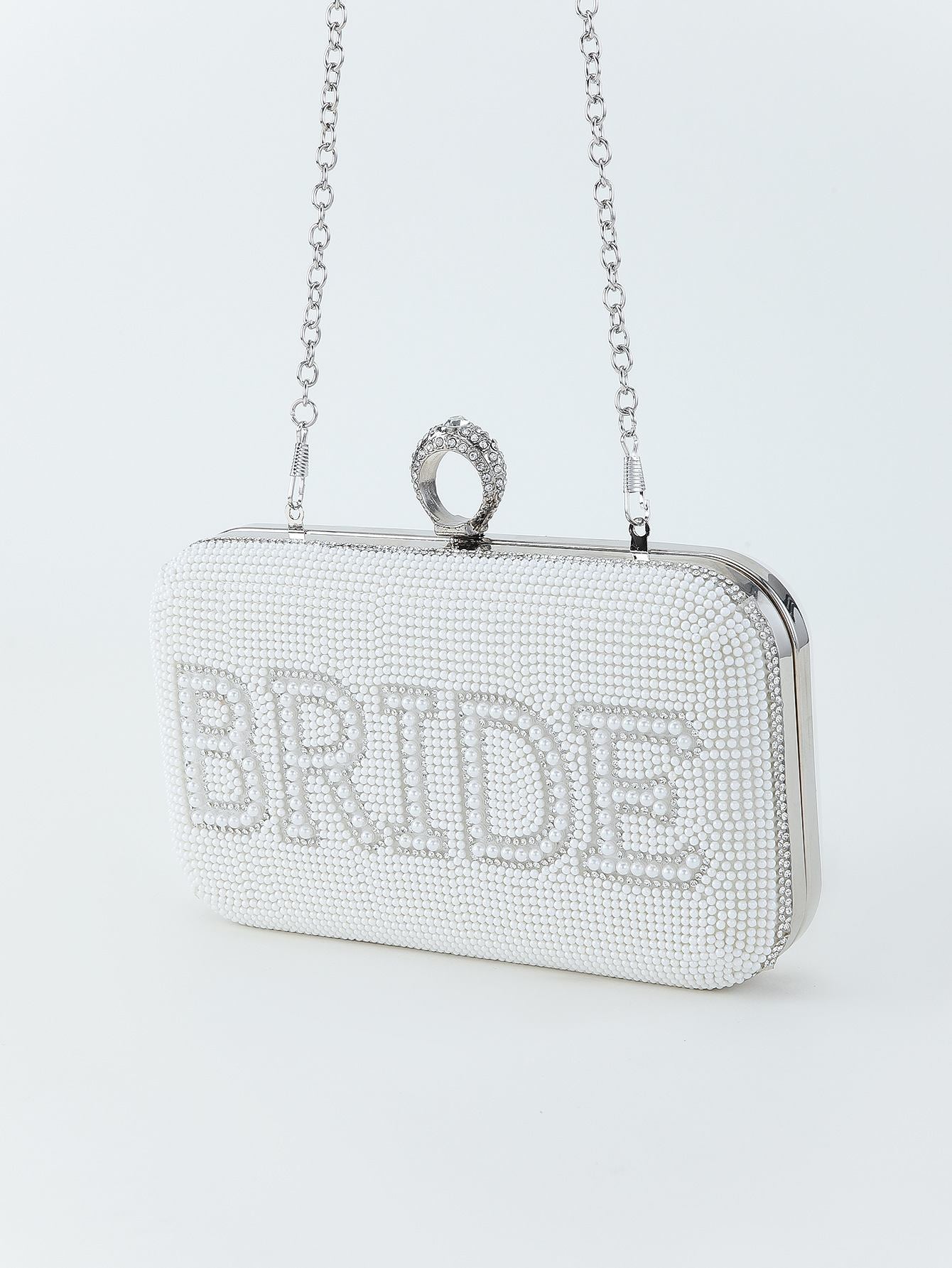 Clutch „Bride To Be“ mit Pailletten - Weiß/Silber